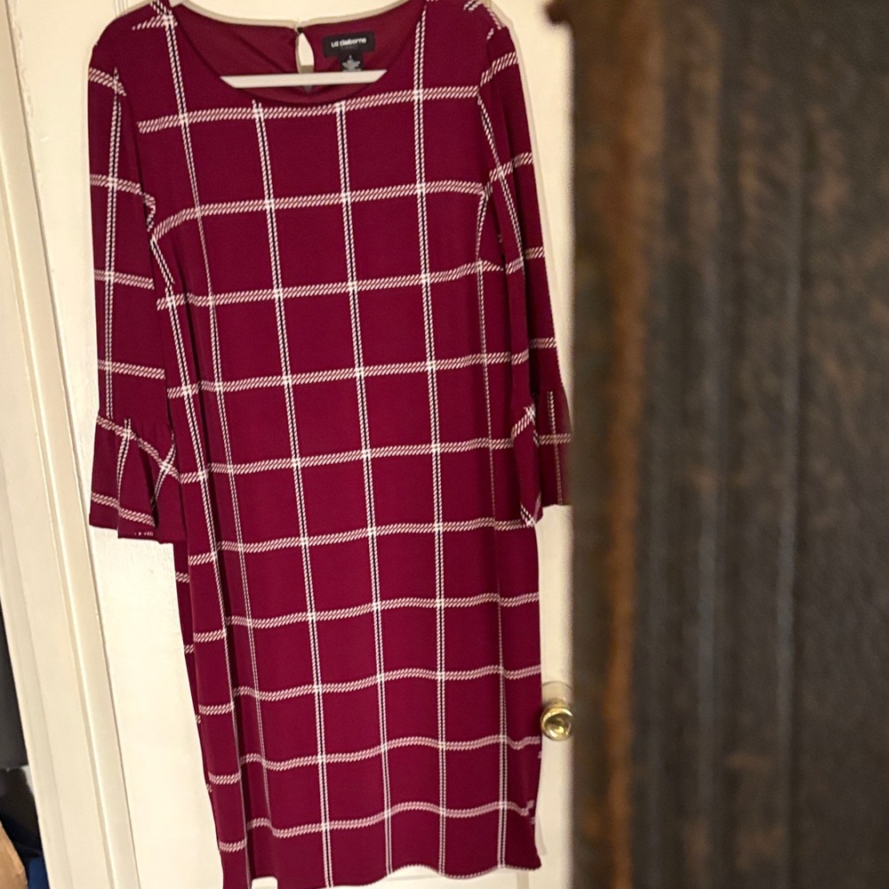 Liz Claiborne Burgundy Plaid Dress